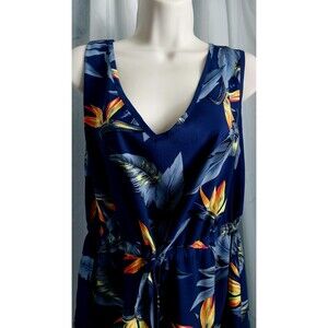 Navy bird of paradise Hawaiian Ladies Aloha Dress Sz Large NWT Womens